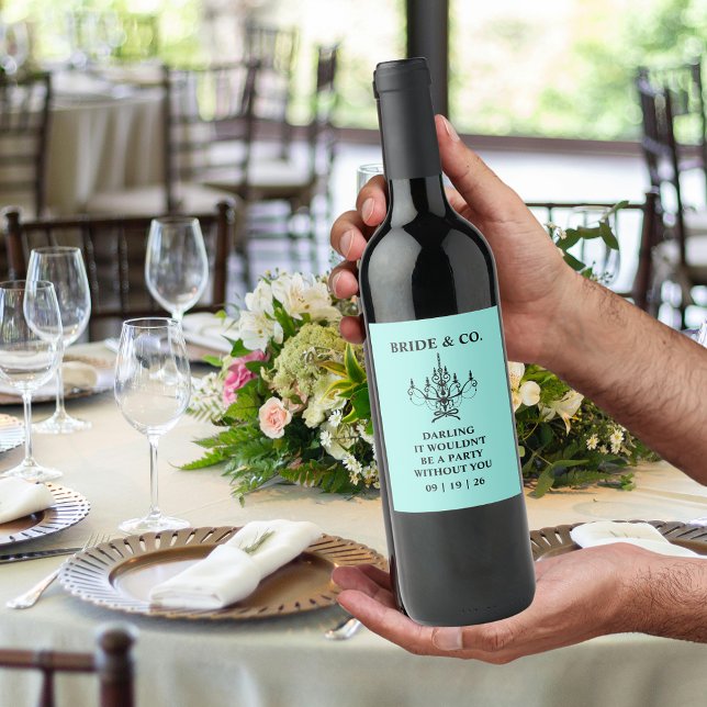 Brautparty Türkis Weinetikett (Von Creator hochgeladen)