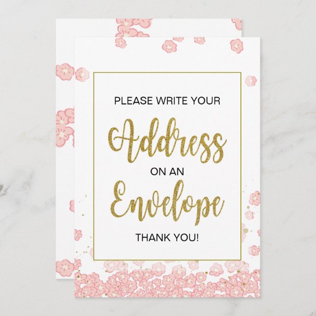 Brautparty Umschlag-Zeichen | Rosa und Gold Einladung (Vorne/Hinten)