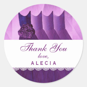 Brautparty Vielen Dank LILA Gowns V04 Runder Aufkleber