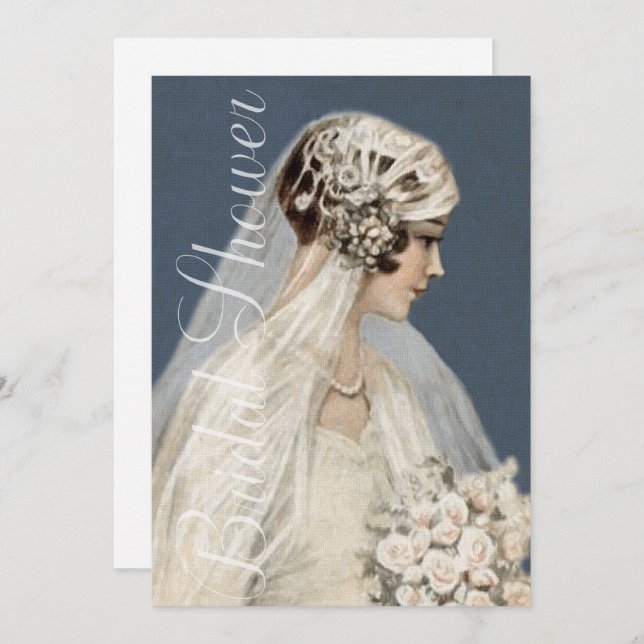 Brautparty Vintag Bride Navy Blue Einladung (Vorne/Hinten)