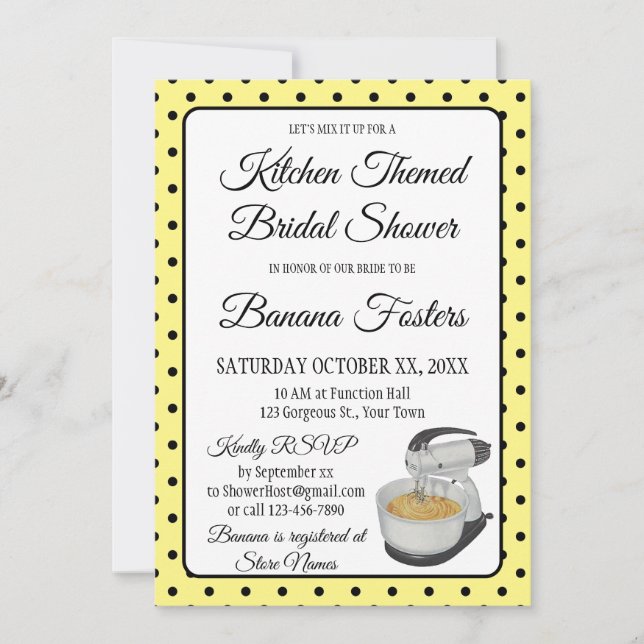 Brautparty Vintag Polka Dots Bows Gelb (Vorderseite)