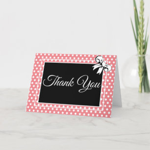 Brautparty Vintag Polka Dots Bows PInk Dankeskarte