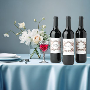 Brautparty Vintag Silber Frame Roses Weinetikett