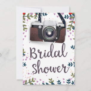 Brautparty Vintage Blume und klassische Kamera Einladung