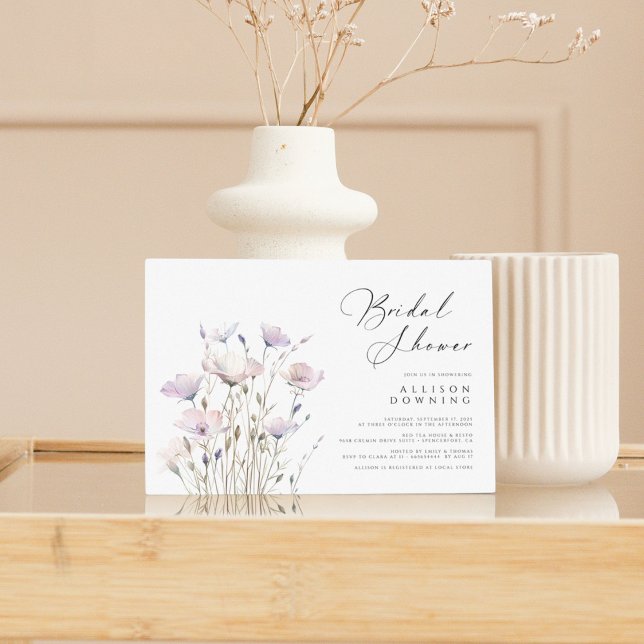 Brautparty Wasserfarbe (Elegantes Script, Weiß) Einladung (Personalized Watercolor Bridal Shower (Elegant Script, White) Invitation)
