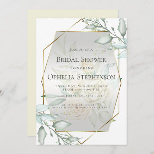 Brautparty   Wasserfarbe Elfenbeingelbe Rose Einladung