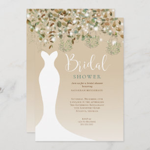 Brautparty Wasserfarben String Lights Lanterns Einladung