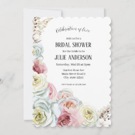 Brautparty Wasserfarbene Rose Einladung