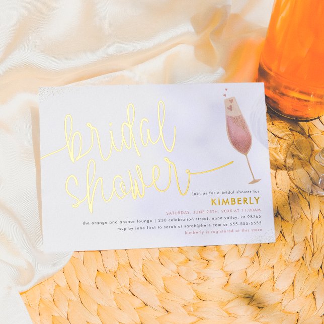 Brautparty Watercolor Champagne Brautparty Folieneinladung (Von Creator hochgeladen)