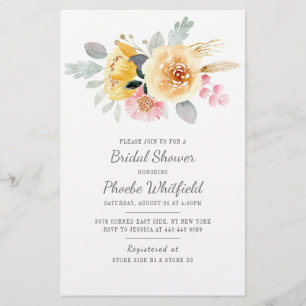 Brautparty Watercolor Floral Modern Script Briefpapier