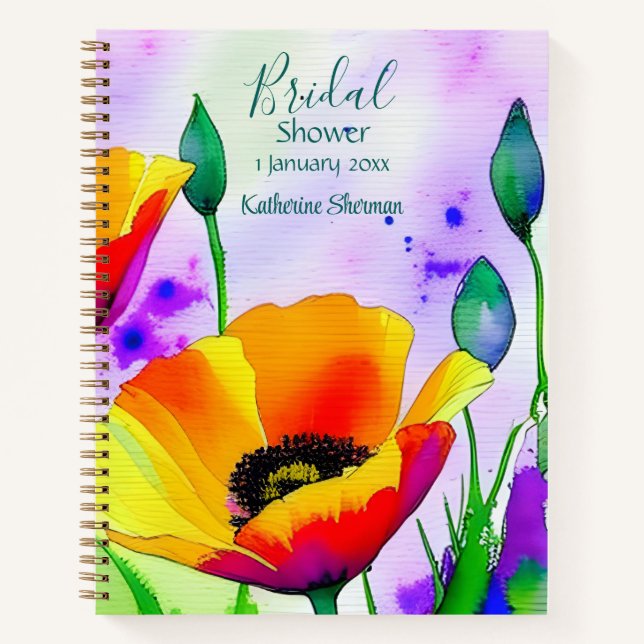 Brautparty: Watercolor Floral Notizbuch (Vorderseite)