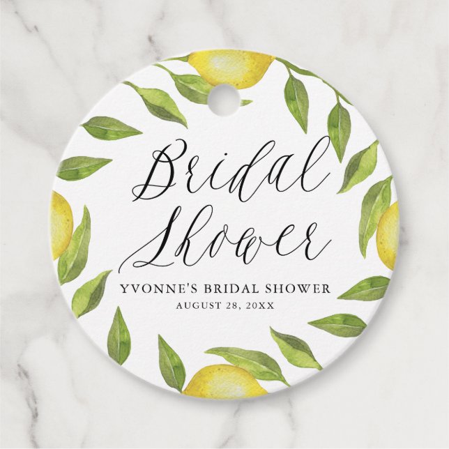 Brautparty Watercolor Lemon Greenerity Geschenkanhänger (Vorderseite)