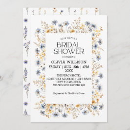 Brautparty "Watercolor Light Blue Wildblumen" Einladung