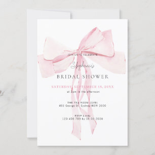 Brautparty "Watercolor Pink Dainty Bow" Einladung