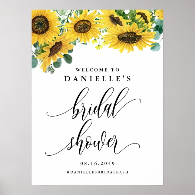 Brautparty "Watercolor Sunflower" Willkommen Poster (Vorne)