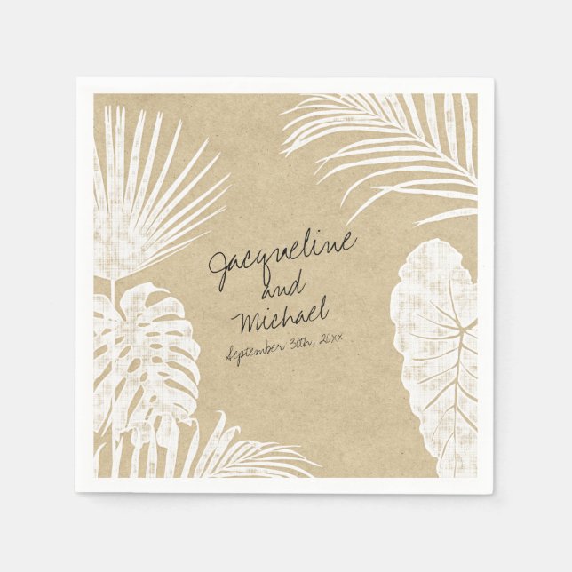 Brautparty Watercolor Tropical Leaf Kraft Art Serviette (Vorderseite)