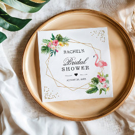 Brautparty Watercolor Tropischer Flamingo Serviette