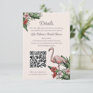 Brautparty-Website-QR-Code Blush Flamingo Begleitkarte