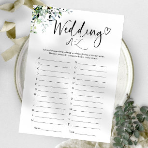 Brautparty Wedding A-Z Game Einladung