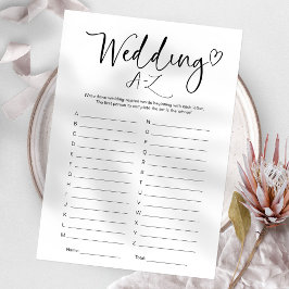 Brautparty Wedding A-Z Game Einladung