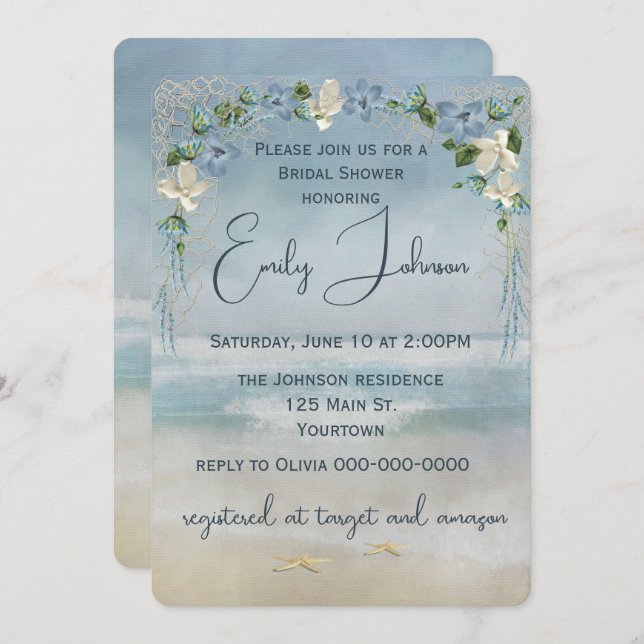 Brautparty Wedding Arch mit Starfish Einladung (Vorne/Hinten)