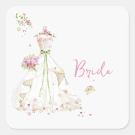 Brautparty Wedding Dress Quadratischer Aufkleber