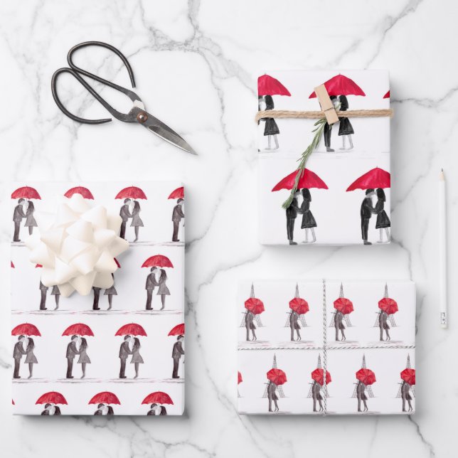 Brautparty Wedding Jubiläum Romantisches Niedlich Geschenkpapier Set (Vorderseite)