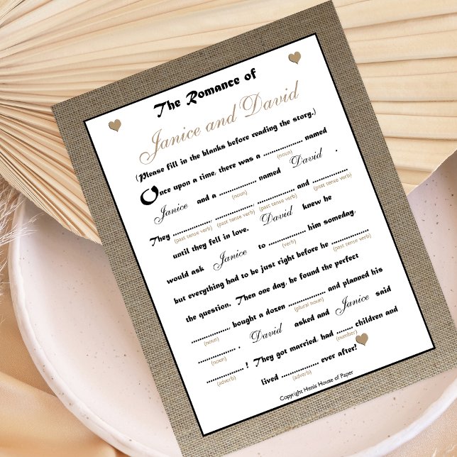 Brautparty Wedding Libs Game - Burlap (Von Creator hochgeladen)