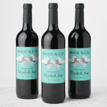 Brautparty Wein Flaschen Etiketten