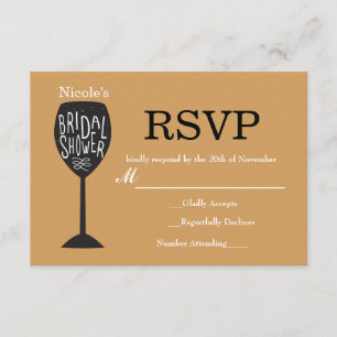 BRAUTPARTY Weinglas JEDE FARBE RSVP-Karte RSVP Karte