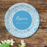 BRAUTPARTY WEISS UND BLAU PAPPTELLER<br><div class="desc">Schöne blaue mexikanische Talavera-Blume</div>