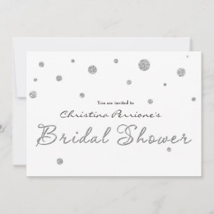 Brautparty Weiße Silber Glitter Moderne Karte