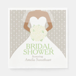 Brautparty Weißes Hochzeitskleid Rosen Serviette