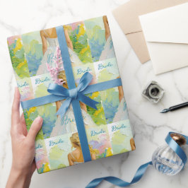 Brautparty Weißes Kleid auf abstraktem Hintergrund Geschenkpapier