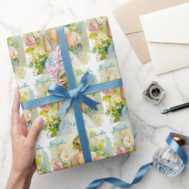 Brautparty Weißes Kleid auf abstraktem Hintergrund Geschenkpapier