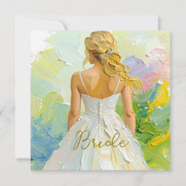 Brautparty Weißes Kleid auf abstraktem Hintergrund Karte