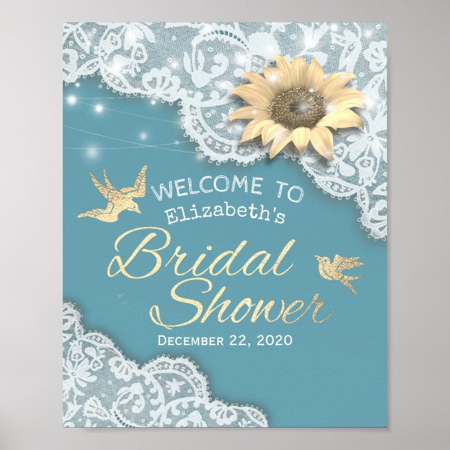 Brautparty Welcome Lace Sunflower String Lights Poster (Vorne)