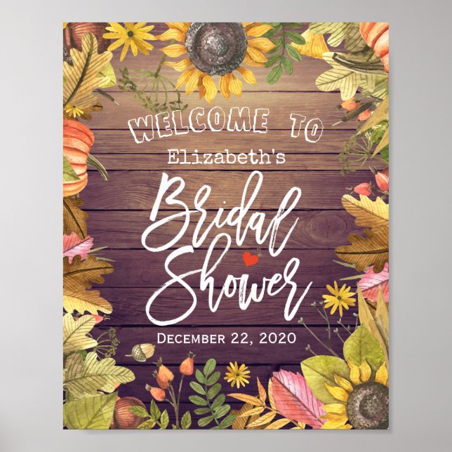 Brautparty Welcome Maple Leaf Pumpkin Sonnenblume Poster (Vorne)