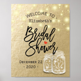Brautparty Welcome Mason Jar String Lights Gold Poster