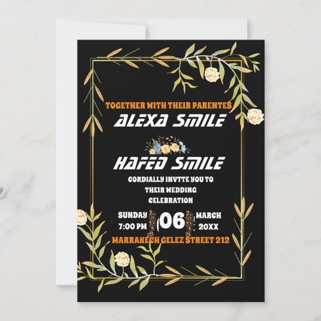 Brautparty Welcome Sign Template, Wildblume br Einladung (Vorderseite)