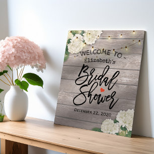 Brautparty Welcome Wood Blume String Lights Poster