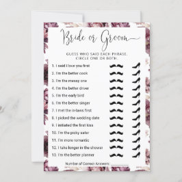 Brautparty Wer kennt das beste Paar? Spielkarte Einladung