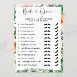 Brautparty Wer kennt das beste Paar? Spielkarte Einladung