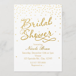 BRAUTPARTY White & Gold Confetti Dot Einladung
