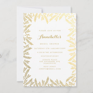 Brautparty White Gold Foil Blätter Einladung