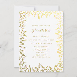 Brautparty White Gold Foil Blätter Einladung
