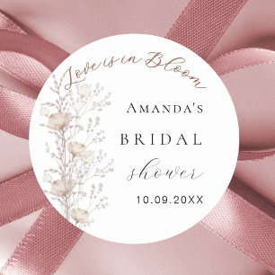 Brautparty Wildblume Liebe Blüte beige Creme Runder Aufkleber