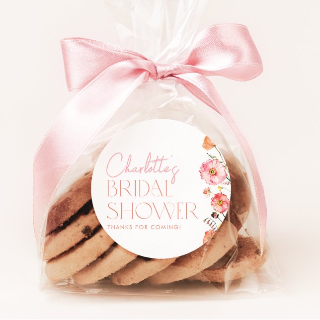 Brautparty Wildblume Poppies Gefallen Runder Aufkleber (Von Creator hochgeladen)