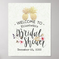 Brautparty Willkommen Modernes Gold Ananas Paar