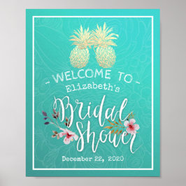 Brautparty Willkommen Modernes Gold Ananas Paar Poster